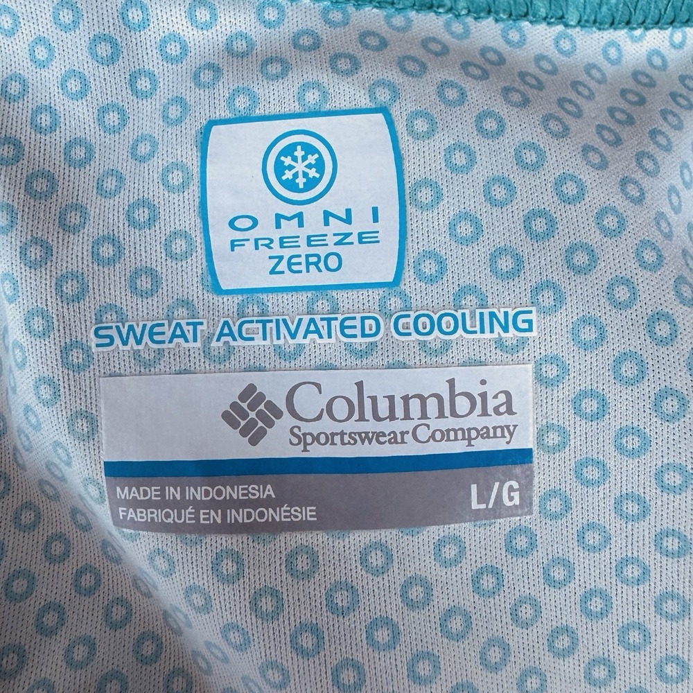 Columbia Omni-Freeze Zero Turquoise Blue Swirl Sleeveless Cool Active Dress LG - Picture 6 of 8